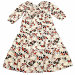 Cream Floral Tiered Midi Dres